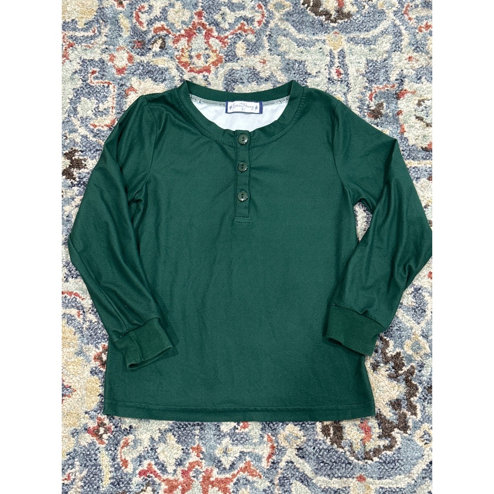 Sweet Honey Henley Shirt Boys Size 6 Green Long Sleeve Soft